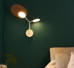 Applique murale, Ballon Wall 3, blanc et noyer, gauche, LED, 3000K, 400lm, L52cm, H41cm - TUNTO