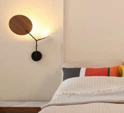 Applique murale, Ballon Wall 3, noir et chêne, gauche, LED, 3000K, 400lm, L52cm, H41cm - TUNTO