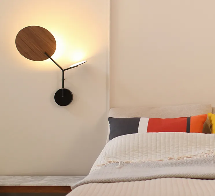 Applique murale, Ballon Wall 3, noir et chêne, gauche, LED, 3000K, 400lm, L52cm, H41cm - TUNTO