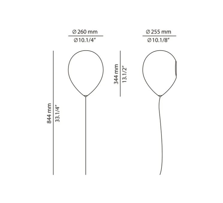 Applique murale, Balloon, A-3050, blanc, Ø26cm, H84,4cm - Estiluz