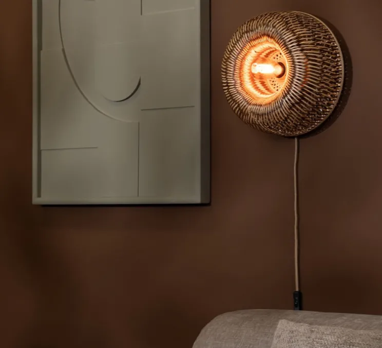 Applique murale, Barbados, naturel et marron, Ø35cm, H35cm - Good&Mojo