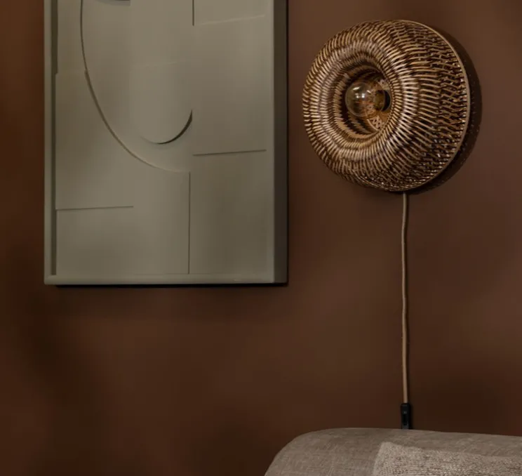 Applique murale, Barbados, naturel et marron, Ø35cm, H35cm - Good&Mojo