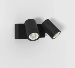 Applique murale, Bayville Twin Spot, noir mat, IP65, LED, dim, 3000K, 934 lm, L17cm, H10cm - Astro