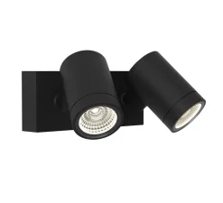 Applique murale, Bayville Twin Spot, noir mat, IP65, LED, dim, 3000K, 934 lm, L17cm, H10cm - Astro