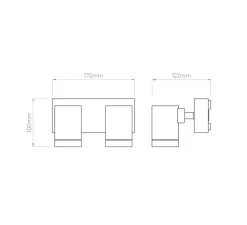 Applique murale, Bayville Twin Spot, noir mat, IP65, LED, dim, 3000K, 934 lm, L17cm, H10cm - Astro