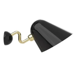 Applique murale, Beghina, noir brillant, laiton, LED, 3000K, 200lm, L15cm, H14cm - Tato Italia