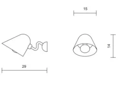 Applique murale, Beghina, noir brillant, laiton, LED, 3000K, 200lm, L15cm, H14cm - Tato Italia