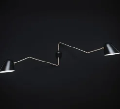 Applique murale, Beghina, noir brillant, laiton, L147cm, H39cm - Tato Italia