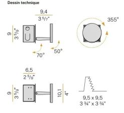 Applique murale, Bella semi encastrée, bronze, LED, dim, 2700K, 388 lm, L10,1cm, H9cm - Panzeri