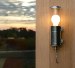 Applique murale, BENDZ, inox, verre claire, non-dimmable, 2700 K, LED, Ø7cm, H30cm, IP68 - SAMMODE