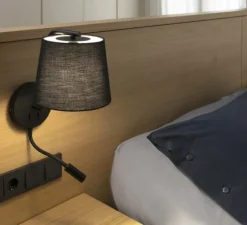 Applique murale, Berni, liseuse, noir, LED, 3000K, 200lm, L20cm, H57cm - FARO