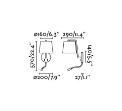 Applique murale, Berni, liseuse, blanc, LED, 3000K, 200lm, L20cm, H57cm - FARO