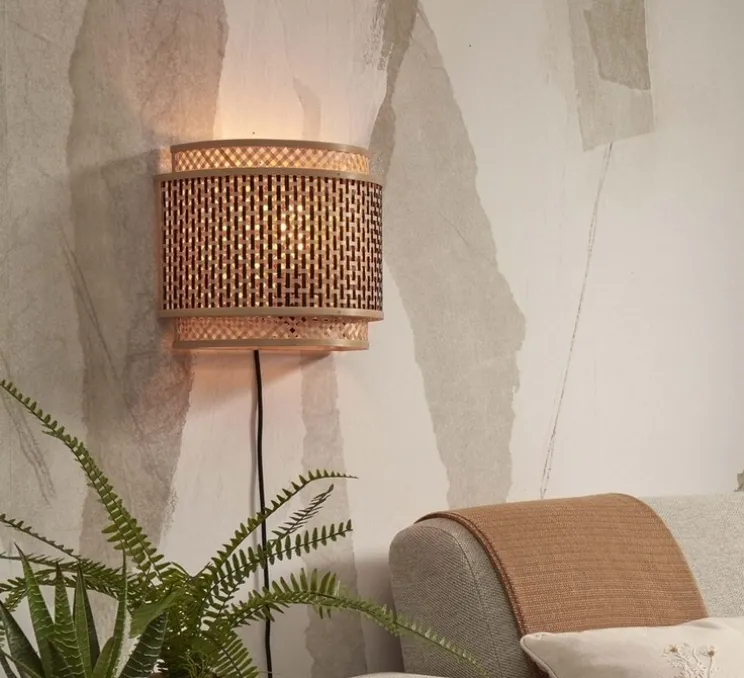 Applique murale, Bhutan L, Naturel, noir, Ø32cm, H27cm - Good&Mojo