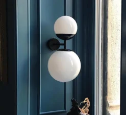 Applique murale, Biba, noir mat, verre blanc, LED, 2700K, 1276lm, L20cm, H39cm - Tato Italia