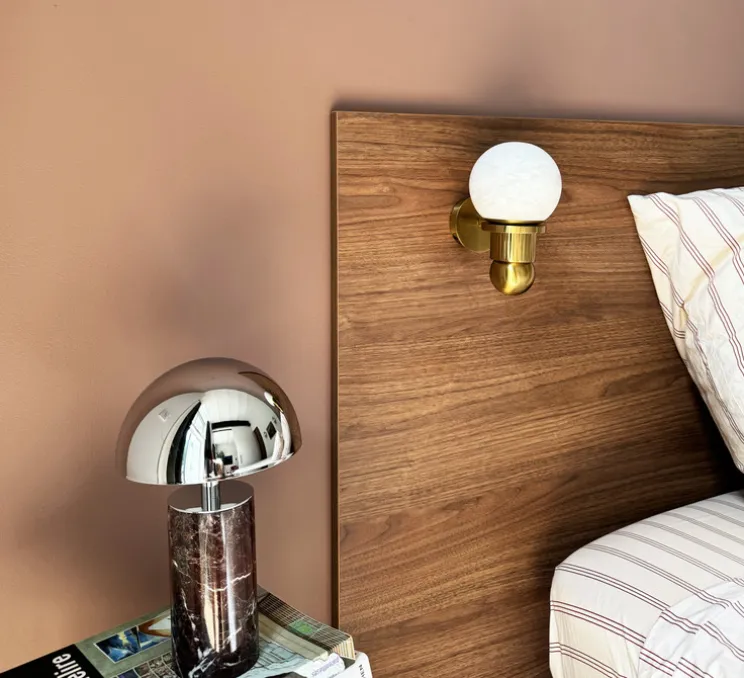 Applique murale, Bilbo, blanc, or, Ø10cm, H17cm - BACCARIS