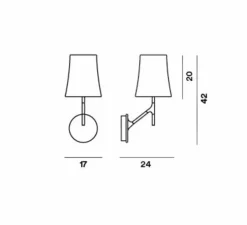 Applique murale, Birdie, gris, L17cm, H42cm - Foscarini