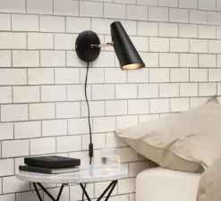 Applique murale, Birdy Short, noir, laiton, LED, H19cm, L31,5cm - Northern