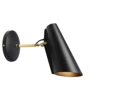 Applique murale, Birdy Short, noir, laiton, LED, H19cm, L31,5cm - Northern