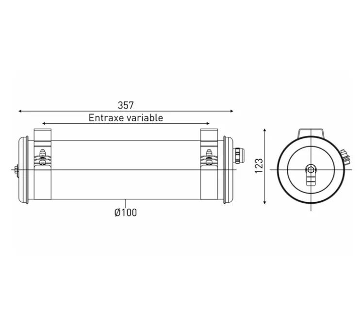Applique murale, Bloc autonome de sécurité Coulomb, aluminium, IP68, LED, 4000K, BAES 45lm, BAEH 15 lm, L35,7cm, H12,3cm - Sammode