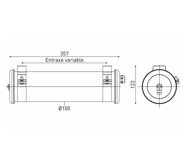 Applique murale, Bloc autonome de sécurité Coulomb, aluminium, IP68, LED, 4000K, 45 lm, L35,7cm, H12,3cm - Sammode