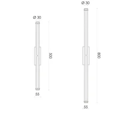 Applique murale, Bloomsbury 500, Direct, laiton, LED, dim, 2700K, lm, Ø3cm, H50cm - Rubn