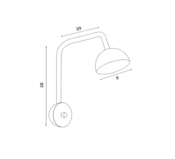 Applique murale, Blush, noir, LED, L9cm, H28cm - Northern