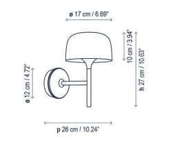 Applique murale, Bol A/01, noir, LED, dim, 2700K, 1200 lm, L17cm, H27cm - Bover