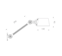 Applique murale, Bolt, gris clair mat, laiton, avec interrupteur, IP44,L44cm, H35cm - TONONE