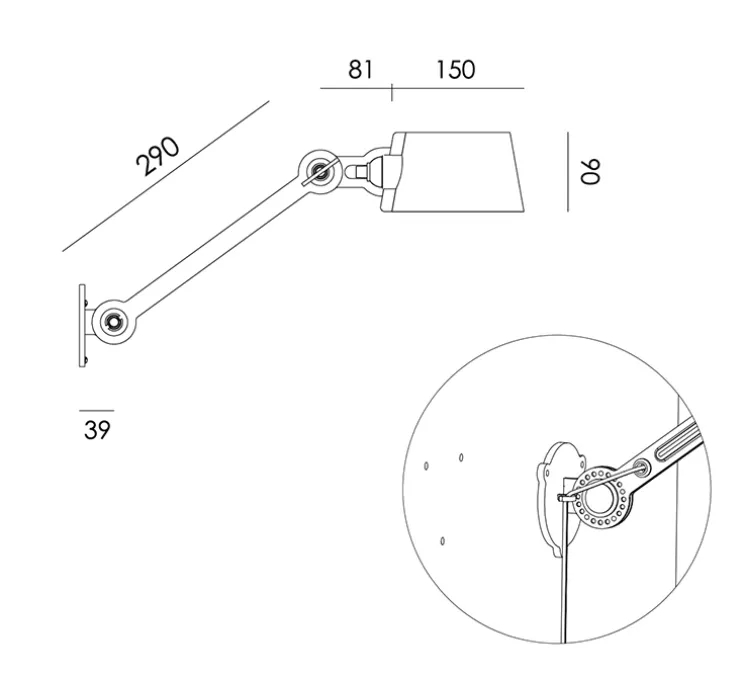 Applique murale, Bolt Side Fit, avec câble, orange vif, L45cm, H9cm - Tonone