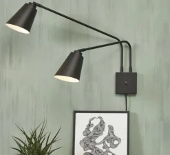 Applique murale, Bremen 2 bras, noir, L135cm, H49cm - It's about Romi