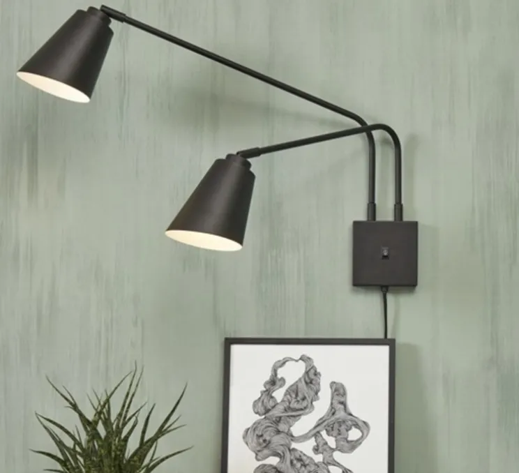 Applique murale, Bremen 2 bras, noir, L135cm, H49cm - It's about Romi