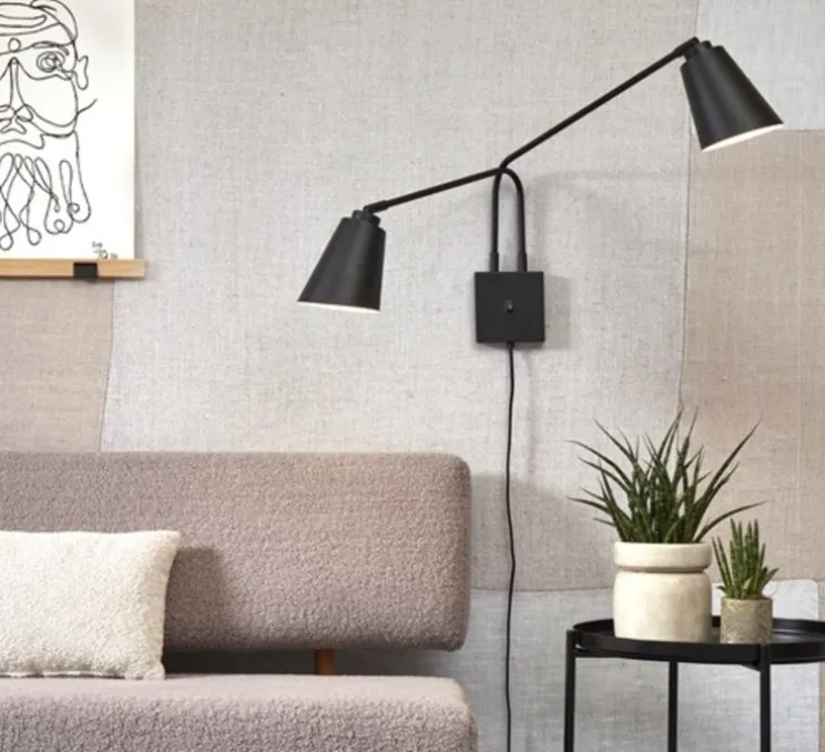 Applique murale, Bremen 2 bras, noir, L135cm, H49cm - It's about Romi