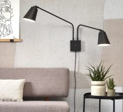 Applique murale, Bremen 2 bras, noir, L135cm, H49cm - It's about Romi