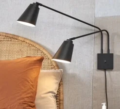 Applique murale, Bremen 2 bras, noir, L135cm, H49cm - It's about Romi