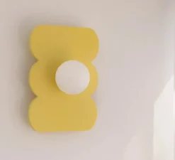 Applique murale, Bubble S, peinture laquée jaune, L27cm, H37cm - Little Anana