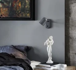 Applique murale, Buddy, avec interrupteur/variateur, gris, L12cm, H17cm - Northern