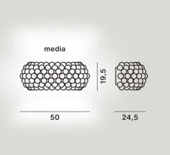Applique murale, Caboche Plus Media, transparent, LED, 2700K, 1360lm, L50cm, H19,5cm - Foscarini