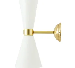 Applique murale, Cairo, blanc mat poudré, laiton poli, Ø14cm, H33cm - Mullan Lighting