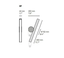 Applique murale, Calée VF, laiton satiné/graphite satiné, IP44, LED, 3000K, 700lm, L20cm, H45cm - Cvl