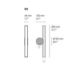 Applique murale, Calée VV, graphite satiné, IP44, LED, 3000K, 880lm, L4,4cm, H45cm - Cvl