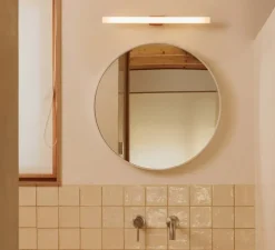 Applique murale, Calma, terracotta, verre opalin, LED, IP44, 2700K, 608lm, L50cm, P8cm - Faro