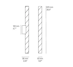 Applique murale, Candy, cuivre satiné, LED, dim, 2700K, 840 lm, L5cm, H67cm - CVL
