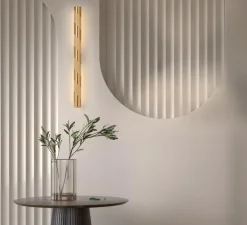 Applique murale, Candy, laiton satiné, LED, dim, 2700K, 840 lm, L5cm, H67cm - CVL