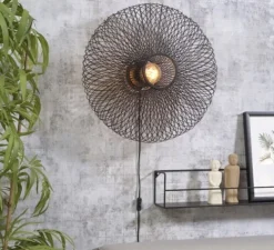 Applique murale, Cango, noir, Ø60cm, H25cm - Good&Mojo