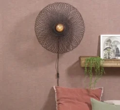 Applique murale, Cango, noir, Ø60cm, H25cm - Good&Mojo