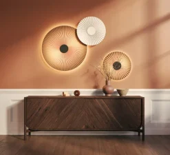 Applique murale, Carmen M 90cm, sable doré, LED, 2700K, 746 lm, Ø90cm, H90cm - Hartô