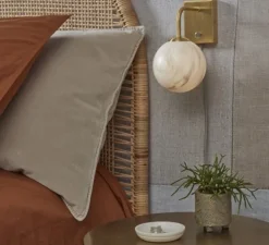 Applique murale, Carrara, Finition Marbre blanc, laiton, Ø18cm, H20cm - It's about Romi