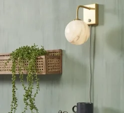 Applique murale, Carrara, Finition Marbre blanc, laiton, Ø18cm, H20cm - It's about Romi