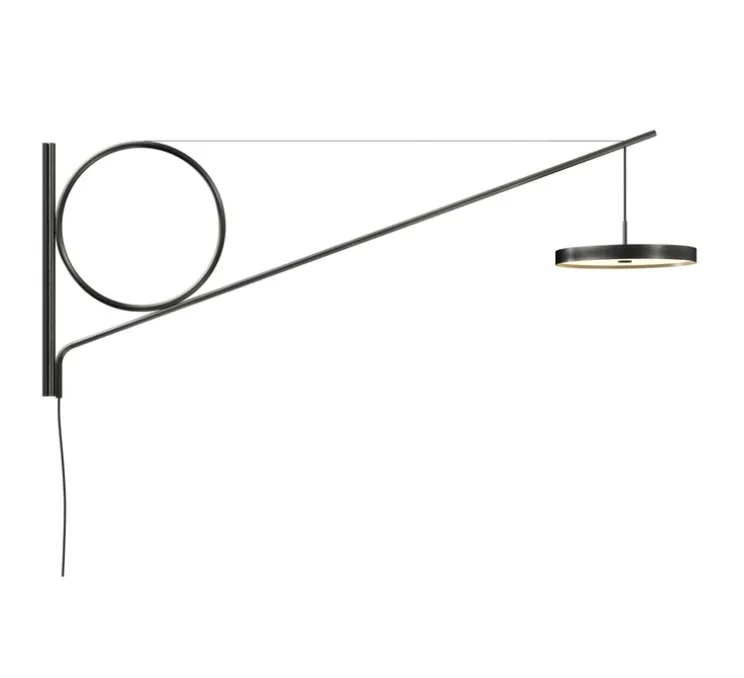 Applique murale, Cercle Et Trait, Potence pivotante, graphite satiné, LED, dim, 2700K, 1900 lm, L190cm, H78,5cm - CVL