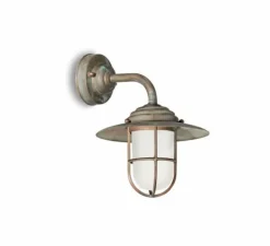 Applique murale, Chalet 134, Cuivre laiton vieilli, IP44, Ø21,5cm, H26cm - Moretti Luce